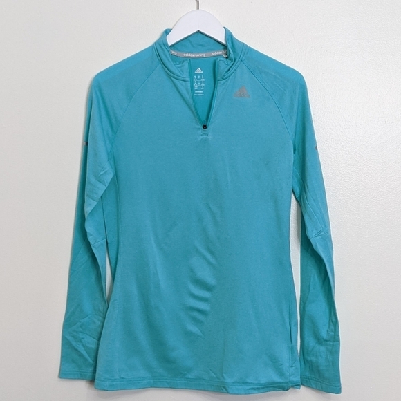 Adidas Running Women's Blue Pullover Size Medium Quarter Zip - Picture 2 of 8